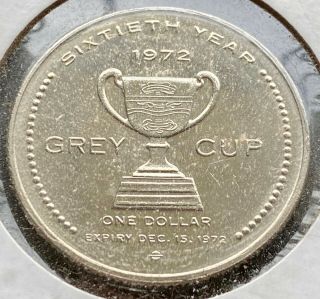 1972 Hamilton Ontario Token $1 Trade Dollar - Canadian Football Grey Cup
