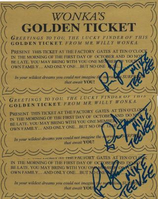 Paris Themmen Signed Golden Ticket Mike Tv Signed Willy Wonka