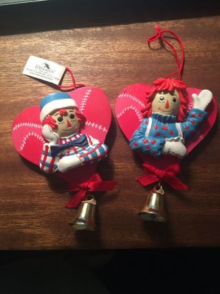 Raggedy Ann And Andy Christmas Ornaments.  1998 Kurt Adler.