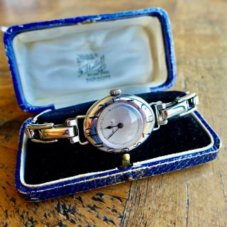 A Stunning Unisex Vintage 1914 Ww1 Rolex Solid Silver " Half Hunter " Wristwatch