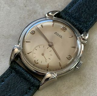 Vtg Rolex Marconi Beige Dial Nickel Plated Case From 1930 Aprox.