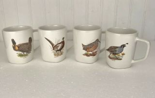 4 Game Bird Mugs Winfield True Porcelain Hand Crafted Made In Usa Very Rare Vntg