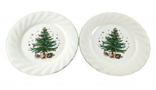 4 Nikko Happy Holidays Christmas Tree Dinner Plates Set Holiday Porcelain 11 "