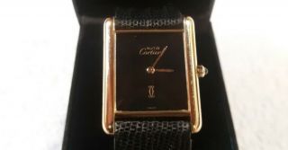 Authentic Vintage Cartier Must De Vermeil Tank Quartz Movement Swiss Watch