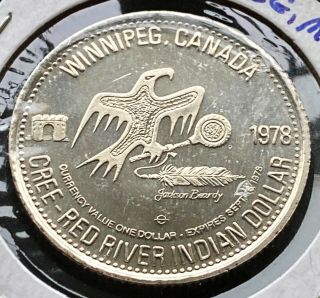1978 Winnipeg Manitoba Trade Dollar $1 Token - Cree Red River Indian Dollar 2