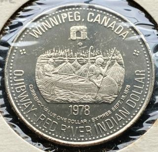 1978 Winnipeg Manitoba Trade Dollar $1 Token - Ojibway Red River Indian Dollar