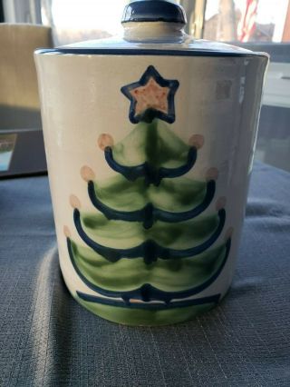 M.  A.  Hadley Pottery - Tree Large 7.  25 - Inch X 6.  25 - Inch Canister And Lid
