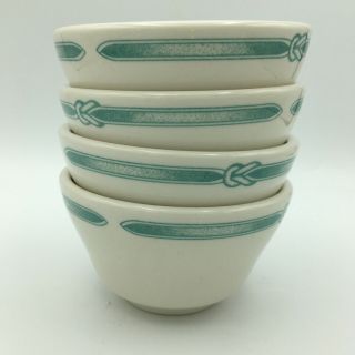 Buffalo China Set Of 4 Custard Cups Restaurant Ware White With Green Pattern