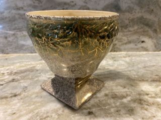 Mccoy Grecian Pedestal Planter Bowl Ivory & Green 24k Gold