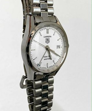 Tag Heuer Carrera Wv2116 Twin - Time Gmt White Dial Steel Automatic Men 