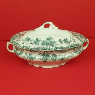 ❤️vintage Alfred Meakin ? Porcelain Tureen Or Vegetable Dish Lid Green Floral