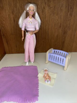 Barbie And Krissy Bedtime Baby Barbie Doll With Baby Chrissy And Crib Blankets