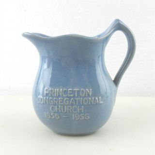 Rosemeade N Dakota Pottery Mini Pitcher Blue Princeton Church Mn 1856 - 1956 4 " Dc