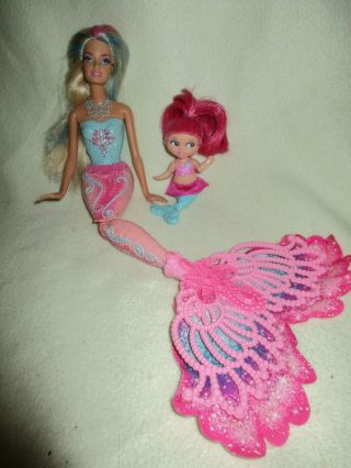 Mattel Mermaid Colour Magic Barbie And Daughter Doll Bundle