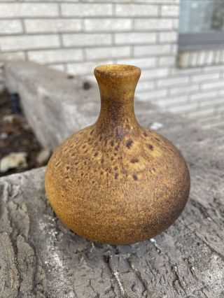 Vintage Maigon Daga Mcm Art Studio Pottery Bud Vase Brown Mottled Glaze