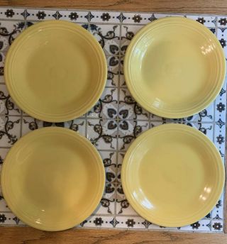 Homer Laughlin Fiesta Yellow Vintage - Set Of 4 Dinner Plates 10 3/8 "