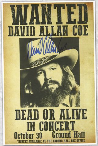 David Allan Coe Autographed Concert Poster