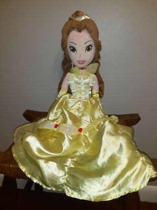 Disney Store Beauty And The Beast Doll Plush Belle Yellow Dress 22 Inch