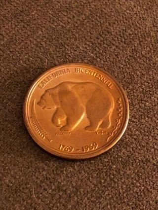 1769 - 1969 California Bicentennial Bronze Coin Medal The Golden Land