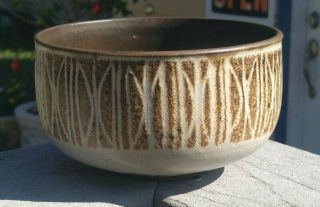Mid Century Modern Vintage Studio Art Pottery Bowl Signed Barrou With Chop Mark