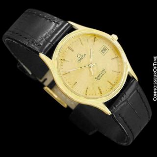 1984 Omega Seamaster Brest Vintage Mens 18k Gold Plated Watch - -