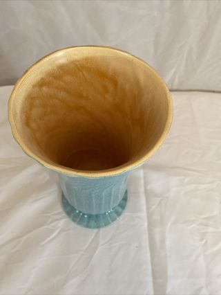 Vintage Red Wing Pottery Floor Vase Aqua Speckled 14”Tall USA 525 Yellow Inside 3