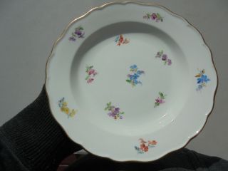 Vintage Meissen Porcelain Scattered Flowers Salad Plate 7 5/8 "