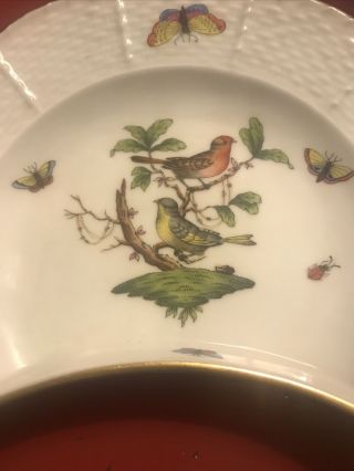 Herend Hungary Porcelain Rothschild Bird 530 Crescent Salad Plate Hand Painted