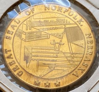 1966 Norfolk Nebraska $0.  50 Trade Token - Great Seal Of Norfolk Half Dollar