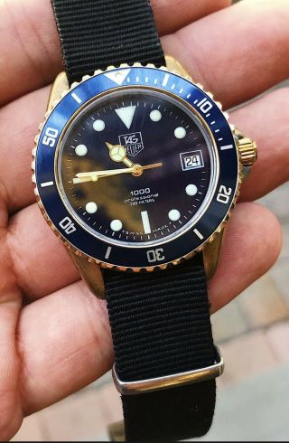 Vintage Tag Heuer 1000 980.  033 Gold 984.  013 Blue Dial Submariner Dive Watch