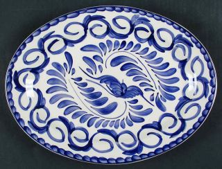 Anfora (mexico) Puebla Blue 12 1/8 " Oval Serving Platter 5463092
