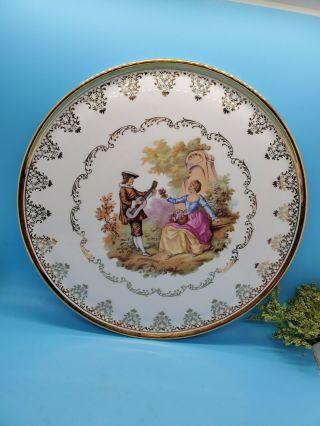 Gloria Fine Porcelain Bavaria Bayreuth West Germany 12 " Plate Gold Trim Vintage