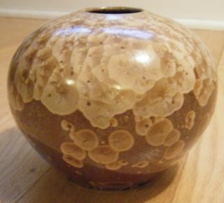 Vintage Crystalline Glaze Studio Pottery Vase Brown Signed