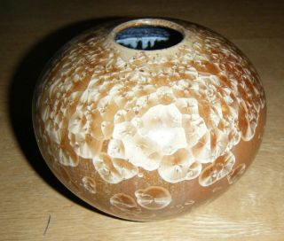 Vintage Crystalline Glaze Studio Pottery Vase Brown Signed 2