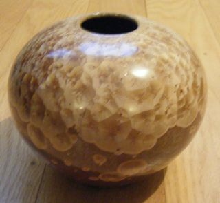 Vintage Crystalline Glaze Studio Pottery Vase Brown Signed 3