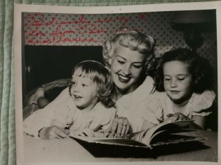 Betty Grable Actress 8x10 Autographed Photo Matte Finish With Her Daughters.