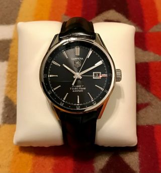 Tag Heuer Carrera Twin - Time Calibre 7 Pre - Owned W/orig Box,  Papers War2010.  Fc6266