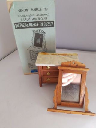 Handcrafted Wooden Dollhouse Marble Top Dresser