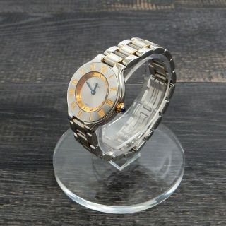 Rise - On Must De Cartier 21 Stainless Gold Plated Ladies Quartz Wrist Watch 52