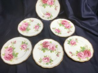 Royal Albert American Beauty Roses Set Of 6 Bread Butter Side Plates Vintage
