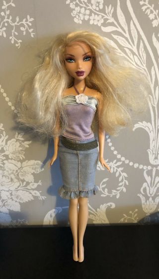 My Scene Kennedy Barbie Doll Blonde Blue Eyes In Denim Skirt Halter Top Issues