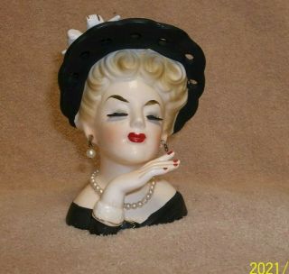 Vintage Lady Head Vase Inarco E - 190/s 5 Inches Tall - - 1961