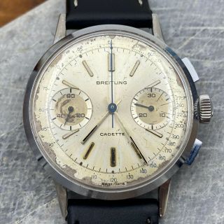 Vintage 60s Breitling Cadette Valjoux 7730 Chronograph Watch - Serviced & Adj.