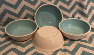 Set of 4 Vintage TST Taylor Smith Taylor Chateau Buffet Aqua and White Bowls 6 
