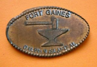Fort Gaines Elongated Penny Dauphin Island Alabama Usa Cent Anvil Souvenir Coin