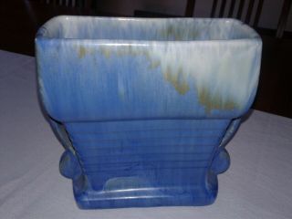 Vintage Arts & Crafts Roseville Pottery Blue Drip Tourmaline Pillow Vase A65 - 6