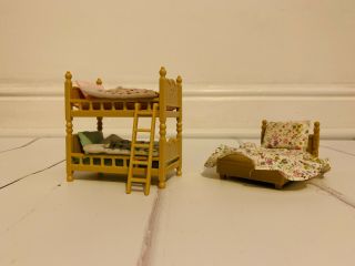 Sylvanian Families Bedroom Furniture Set With Single Bed,  Bunk Beds