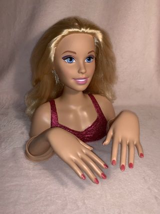 Deluxe Barbie Styling Head W/ Manicure Nails Hands - Arms And Head Move - 11.  5 " H