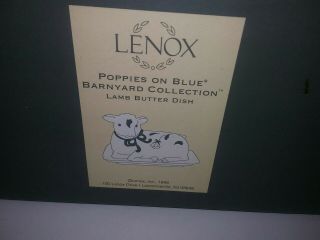 LENOX POPPIES On BLUE LAMB BUTTER DISH 2