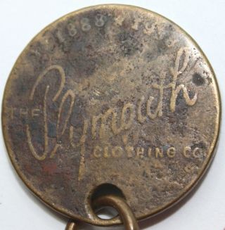 1888 - 1938 Plymouth Clothing Co.  Golden Anniversary Fob / Token / Keychain 3